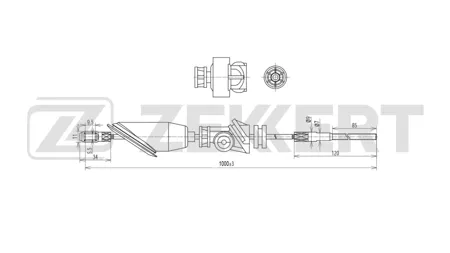 ZEKKERT BZ1421 Трос стояночного тормоза передний VW TranSporter IV 90-