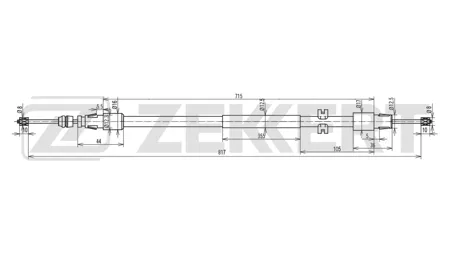 ZEKKERT BZ1422 Трос ручного тормоза задн. лев.прав. Mercedes M-Class (W164) 05-, GL-Class (X164) 06-