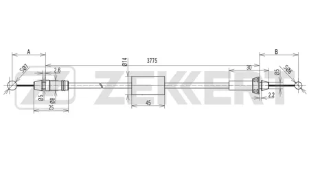 ZEKKERT BZ1901 Трос багажника Toyota Corolla (E150) 06-, Auris (E150) 06-