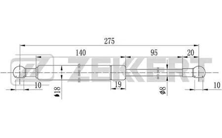 ZEKKERT GF1011 Амортизатор крышки багажника Audi 80 IV 86-, 90 II 87-