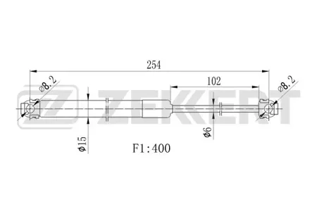 ZEKKERT GF1027 Пружина газовая капота BMW 7 (E32) 85-, Seat Malaga 85-