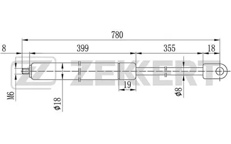 ZEKKERT GF1036 Пружина газовая капота Mercedes 190 (W201) 82-
