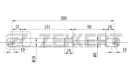 ZEKKERT GF1050 Амортизатор крышки багажника Audi A4 94-, Seat Toledo II 98-, VW Bora 98, Passat V 96-