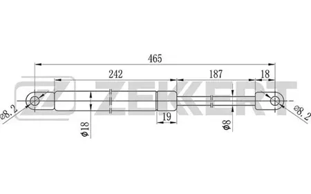 ZEKKERT GF1116 Пружина газовая капота Audi 100 III 83-, 200 II 83-, V8 88-