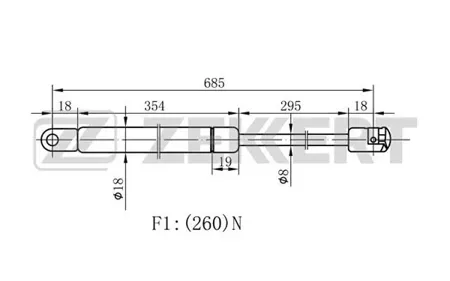 ZEKKERT GF1117 Пружина газовая капота Audi 100 III 82-, 200 II 83-