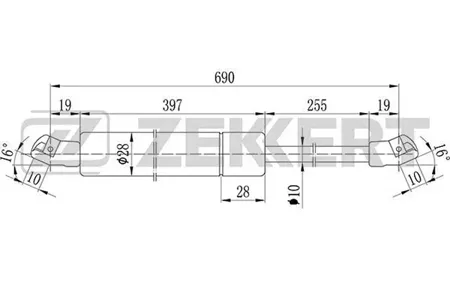 ZEKKERT GF1159 Амортизатор крышки багажника VW TranSporter IV 90-