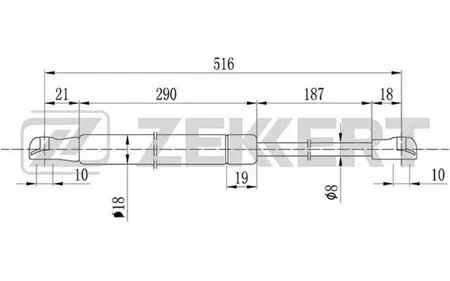 ZEKKERT GF1381 Амортизатор крышки багажника Honda Civic VI 94-, Rover 400 (RT) 95-, 45 (RT) 00-