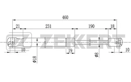 ZEKKERT GF1409 Пружина газовая капота Mercedes E-Class (W210) 95-, E-Class T-Model (S210) 96-