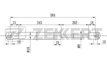ZEKKERT GF1486 Пружина газовая капота прав. Mercedes C-Class (203) 00-, CLK (209) 02-