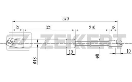 ZEKKERT GF1492 Амортизатор крышки багажника Opel Vectra B 96-