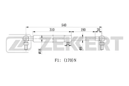 ZEKKERT GF1539 Пружина газовая заднего стекла Honda CR-V 95-