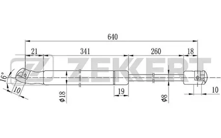 ZEKKERT GF1590 Амортизатор крышки багажника Mercedes M-Class (163) 98-