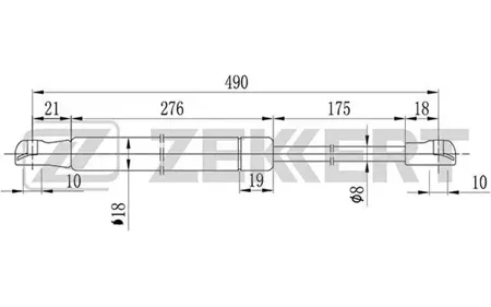 ZEKKERT GF1598 Пружина газовая капота Hyundai Sonata IV 98-