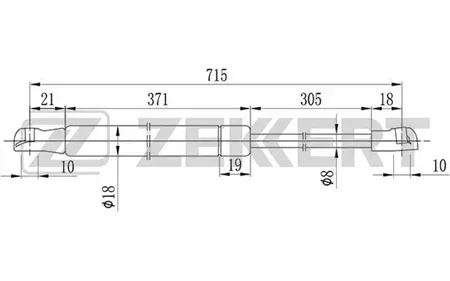 ZEKKERT GF1650 Пружина газовая капота BMW 7 (E65,E66,E77) 01-