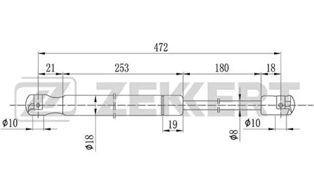 ZEKKERT GF1676 Амортизатор крышки багажника Fiat Punto (188) 99-