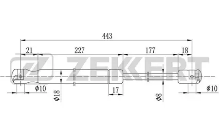 ZEKKERT GF1682 Амортизатор крышки багажника Skoda Fabia (6Y2,6Y5) 99- (замена для GF-2134)