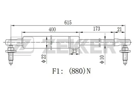 ZEKKERT GF1700 Амортизатор крышки багажника Chrysler Voyager IV 00-, Dodge Caravan IV 00-, Grand Caravan IV 00-