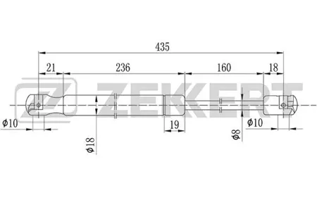 ZEKKERT GF1712 Пружина газовая заднего стекла Hyundai Santa Fe 01-