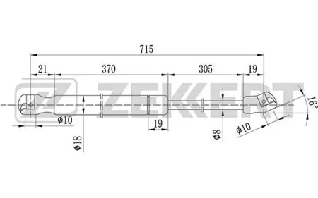 ZEKKERT GF1730 Пружина газовая капота Audi A4 II,III 00-, Seat Exeo 08- (замена для GF-1863)