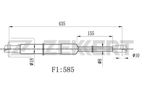ZEKKERT GF1777 Амортизатор крышки багажника Toyota Corolla (E120) 01-