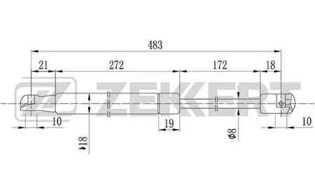 ZEKKERT GF1792 Амортизатор крышки багажника Hyundai Getz 02-