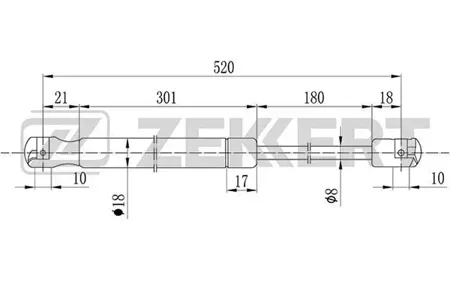 ZEKKERT GF1819 Амортизатор крышки багажника Renault Grand Scenic II 04-, Scenic II 03-