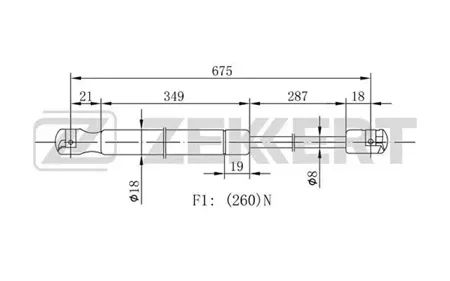 ZEKKERT GF1827 Пружина газовая капота Mercedes CLS (219) 04-, E-Class (211) 02-