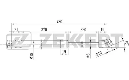 ZEKKERT GF1832 Пружина газовая капота VW Golf V 03-, Jetta III 05-
