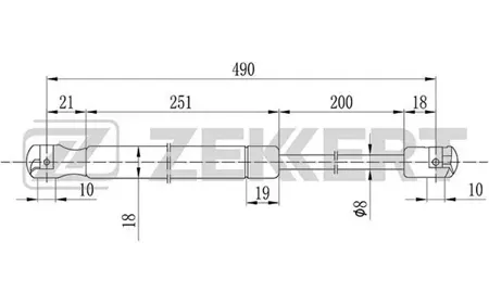 ZEKKERT GF1834 Амортизатор крышки багажника Skoda Fabia (542,545) 06-