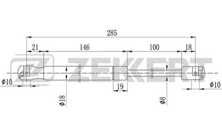 ZEKKERT GF1955 Пружина газовая капота Jeep Grand Cherokee II 99-