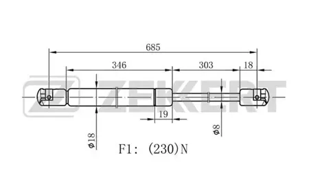 ZEKKERT GF2028 Пружина газовая капота Mercedes S-Class (220) 98-
