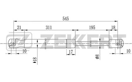 ZEKKERT GF2029 Амортизатор крышки багажника Kia Sorento 02-