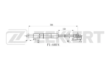 ZEKKERT GF2043 Пружина газовая капота Kia Carnival II 01-