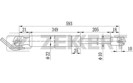 ZEKKERT GF2064 Амортизатор крышки багажника лев. Hyundai H-1 08- (замена для GF-2015)