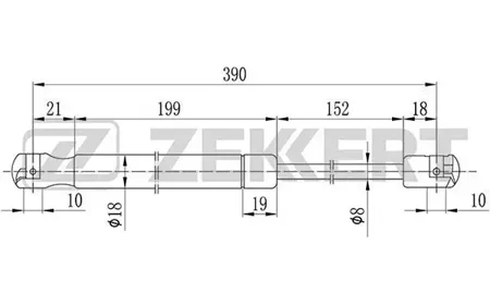 ZEKKERT GF2075 Пружина газовая капота VW Multivan V, VI 09-, TranSporter V, VI 03-