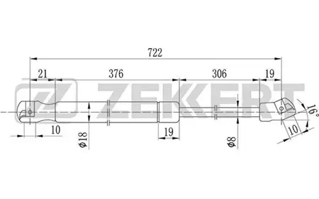 ZEKKERT GF2078 Пружина газовая капота Audi A6 II 97-
