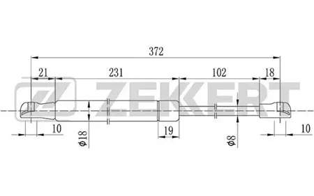ZEKKERT GF2083 Пружина газовая капота Nissan Murano (Z50) 03-