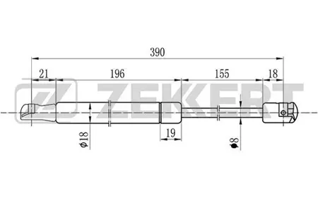 ZEKKERT GF2088 Пружина газовая капота Jaguar X-Type (X400) 01-, VW Multivan V 03-, TranSporter V 03-