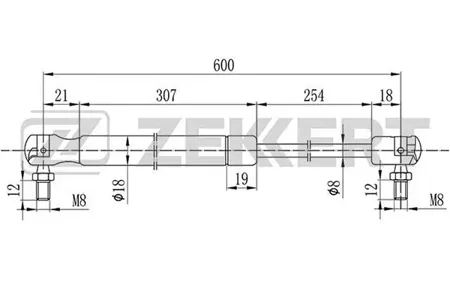 ZEKKERT GF2101 Амортизатор крышки багажника Lada 111 (2111) 95-, Kalina (1119) 04-