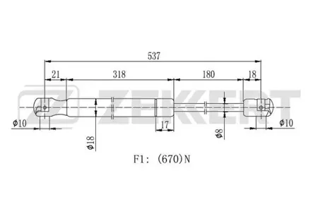 ZEKKERT GF2121 Амортизатор крышки багажника Ford Focus III 10-