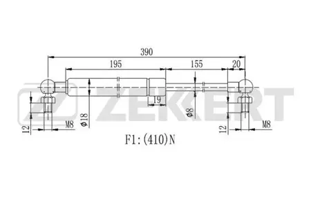 ZEKKERT GF2142 Пружина газовая капота Nissan Maxima (A32) 95- (замена для GF-2105)