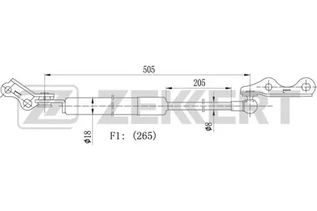 ZEKKERT GF2161 Амортизатор крышки багажника лев. Toyota Echo (P10) 99-
