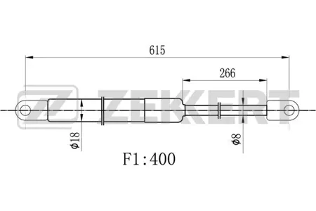ZEKKERT GF2171 Пружина газовая капота Audi 80 IV 86-, 90 III 87-