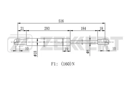 ZEKKERT GF2209 Пружина газовая капота Lexus GS (S19) 05-