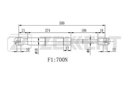 ZEKKERT GF2239 Амортизатор крышки багажника Opel Co Mercedes o 01-