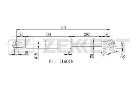ZEKKERT GF2245 Пружина газовая капота Toyota Camry (V50) 11-
