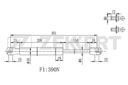 ZEKKERT GF2248 Пружина газовая капота Nissan Patrol (Y61) 97-