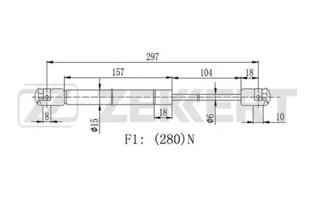 ZEKKERT GF2250 Амортизатор крышки багажника Chrysler 300C 04-