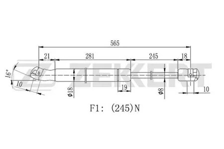 ZEKKERT GF2252 Пружина газовая капота Jeep Grand Cherokee IV 10-