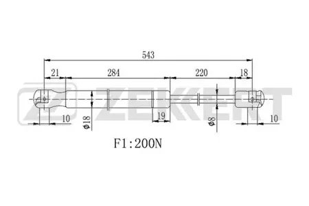 ZEKKERT GF2261 Амортизатор крышки багажника Citroen Berlingo I-II 08-, Peugeot Partner II 08-